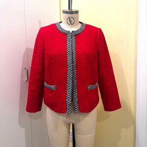Talbots Chic Red Women's Jacket with Blue and White Accents